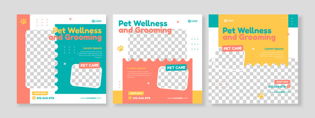 pet shop banner social media pack template premium