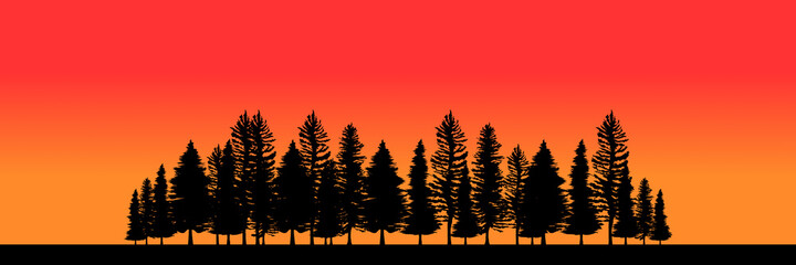 silhouette of forest vector illustration good for web banner, header, landing page, wallpaper design, design template, background template, and tourism design template