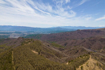 春の霧ケ峰高原　ツーリング日和の信州ビーナスラインを空撮