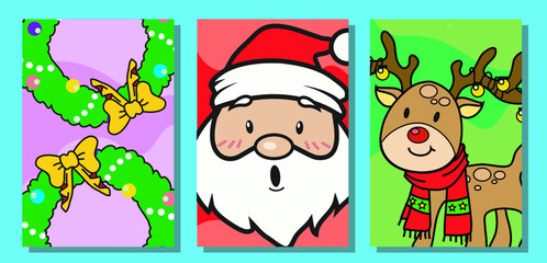 Cute Unicorn Christmas flashcards set. Unicorn flashcards Flashcards edition. Cute unicorn flashcards collection set. Vector illustration. 