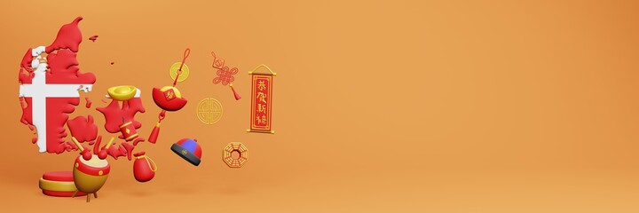 3d rendering of Chinese holiday celebrations in Denmark for social media stories