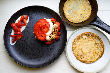 homemade pancakes with strawberries