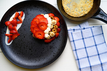 homemade pancakes with strawberries