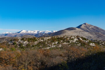 Sunny winter day in Balkanian mountains. Croatia.