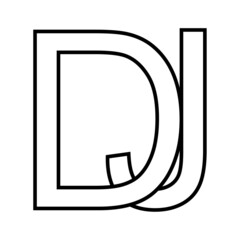 Logo sign dj jd icon, sign interlaced, letters d j
