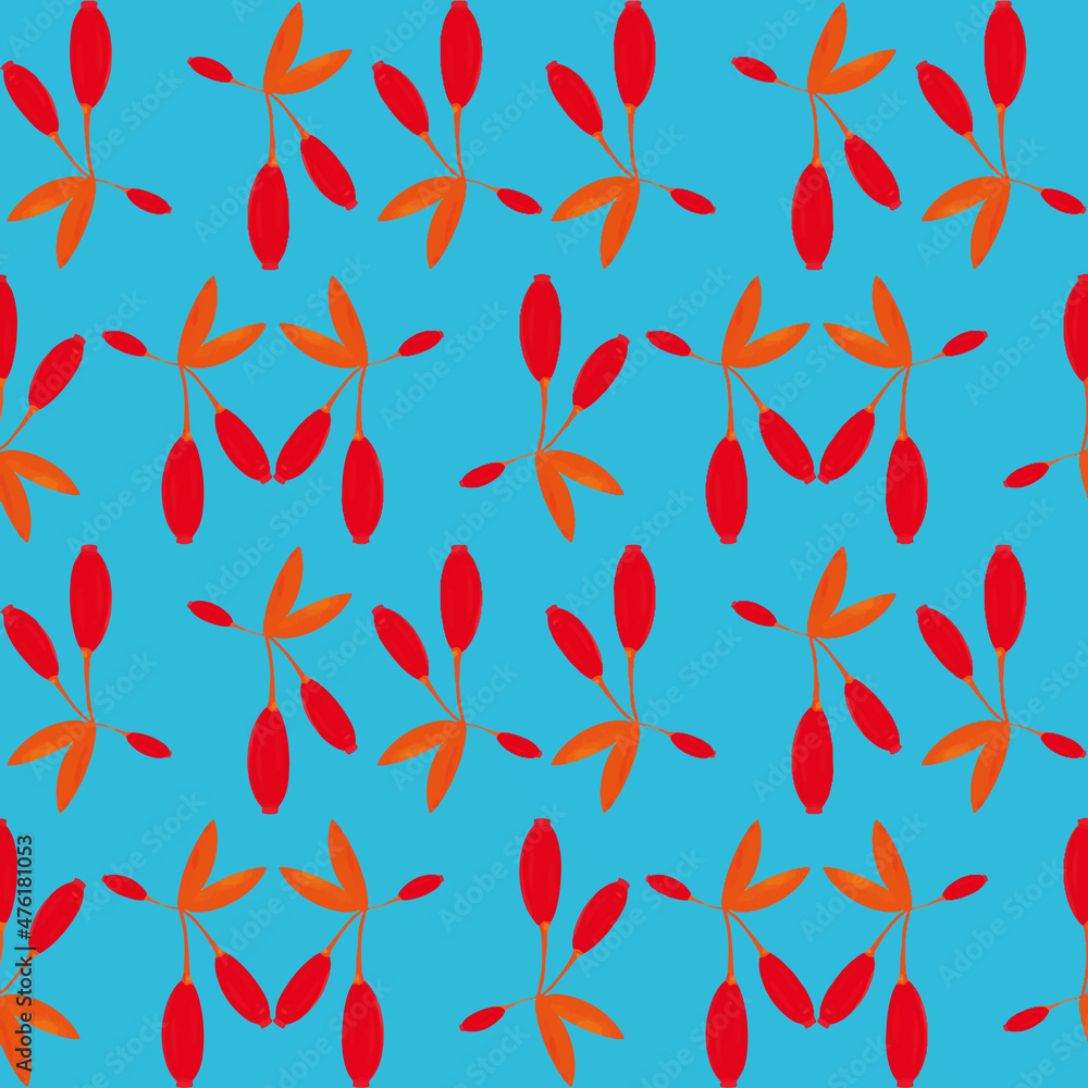 Poster colorful rosehip seamless repeat pattern print background