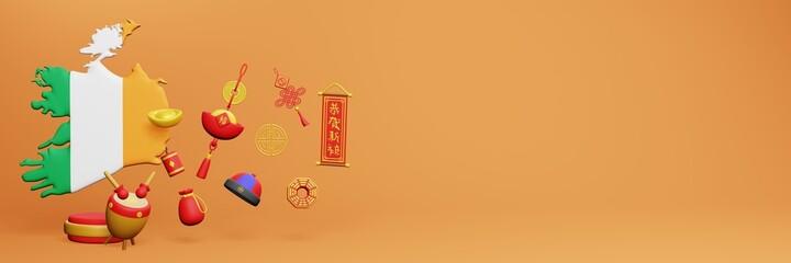 3d rendering of Chinese holiday celebrations in Ireland for social media stories