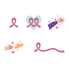 Hand with ribbon Breast cancer awareness