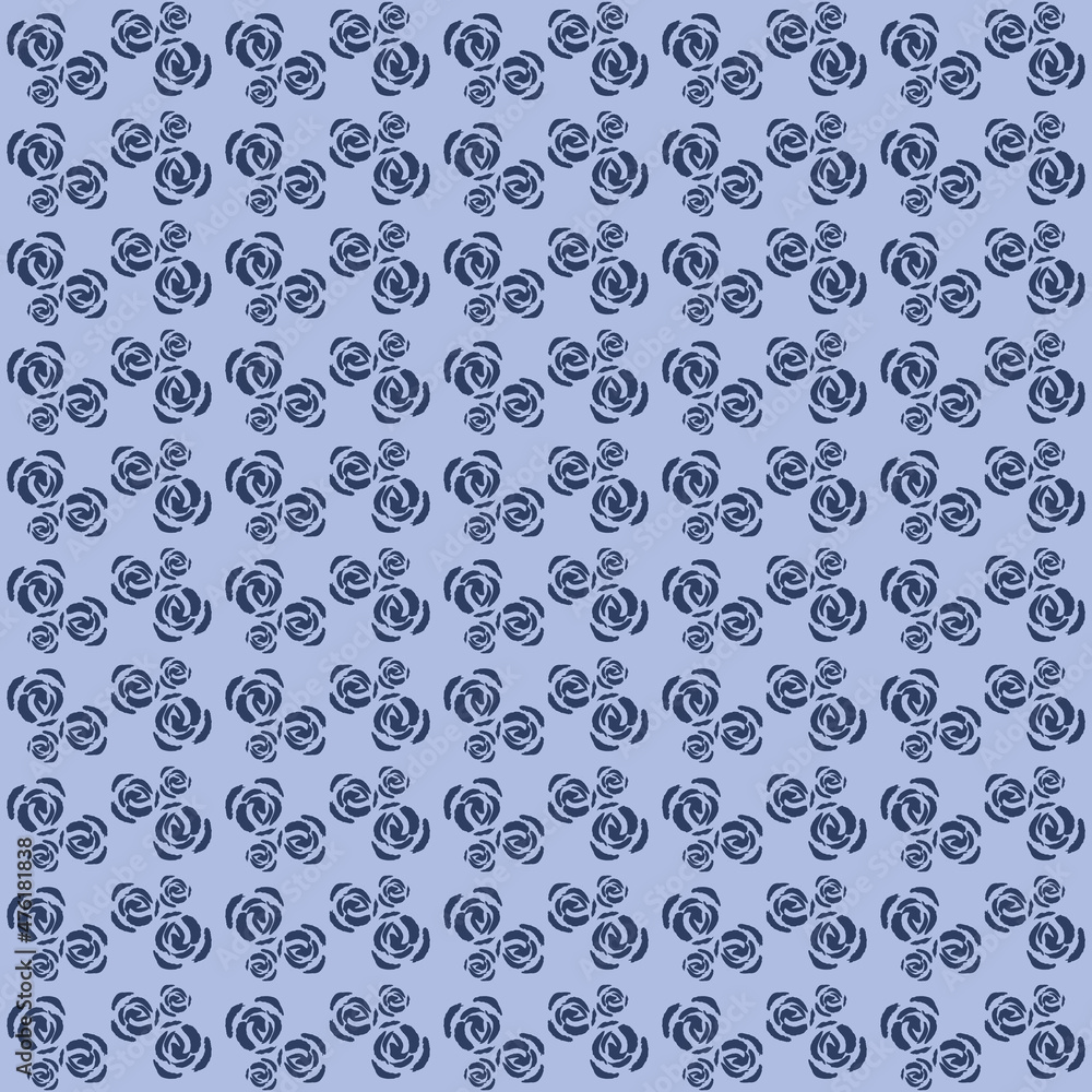 Poster handpainted blue roses seamless repeat pattern print background