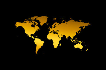 Obraz na płótnie Canvas Gold world map background. Stylish modern map of the world on black background. Atlas concept