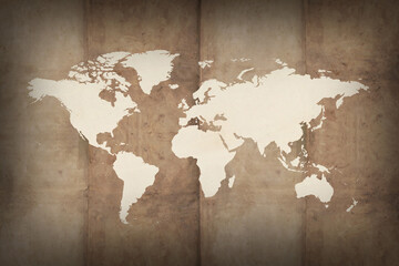 Fototapeta na wymiar World map background. Old map of the world on black background