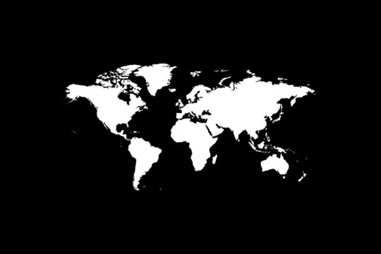 World map background. Stylish modern map of the world on black background