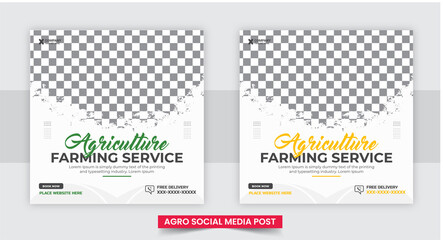 Agro farm services social media banner template design. Agricultural and farming services social media post and web banner template
