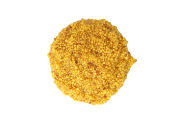 whole grain mustard isolated on white background. view from above.