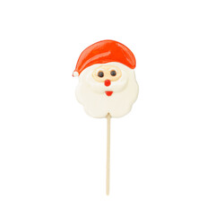 santa lollipop isolated on white. christmas candy