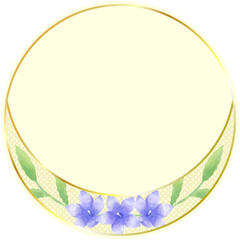 桔梗の水彩画、和風の飾りフレーム／balloon flower watercolor painting, Japanese style decorative frame