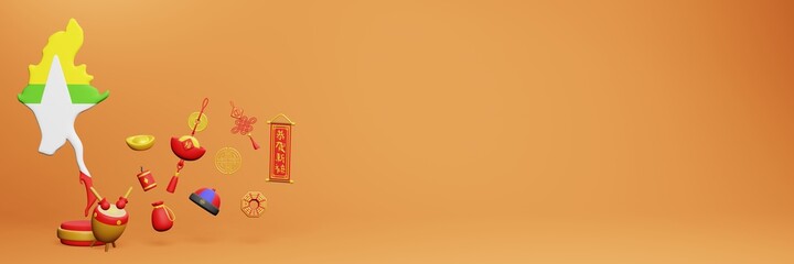 3d rendering of Chinese holiday celebrations in Myanmar for social media stories