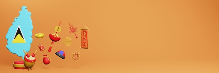 3d rendering of Chinese holiday celebrations in Saint Lucia for social media stories