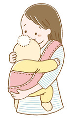 赤ちゃんを抱っこするお母さん
