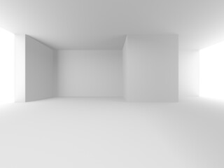 Illuminated corridor interior design. Empty Room Interior Background