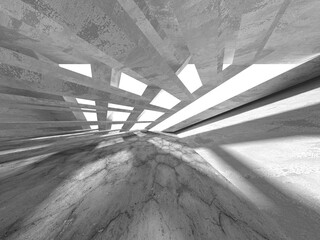 Dark Concrete Wall Architecture. Empty Room