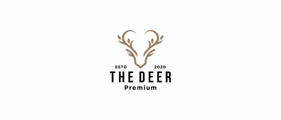 Beauty Deer Buck Stag Silhouette tree leaf forest logo design inspiration
