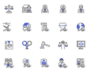 Fields of Law line icons set