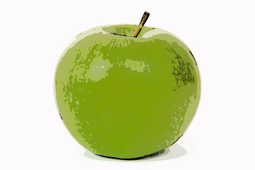 light green apple on a white background, close-up