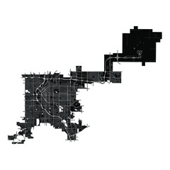 Fototapeta na wymiar Denver, Colorado, United States, Black and White high resolution vector map