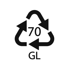 Glass recycling code 70 GL. Vector illustration - obrazy, fototapety, plakaty