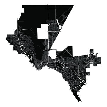 El Paso, Texas, United States, Black and White high resolution vector map