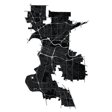 Sacramento, California, United States, Black and White high resolution vector map