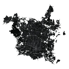 Naklejka na ściany i meble Raleigh, North Carolina, United States, Black and White high resolution vector map