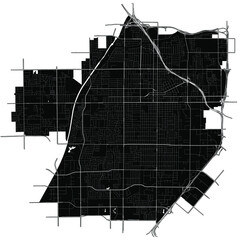 Naklejka premium Santa Ana, California, United States, Black and White high resolution vector map
