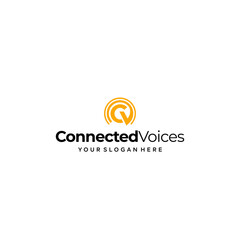 Flat initial CV Connected Voices logo design