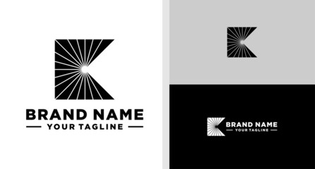  LETTER K LOGO BLACK SUN NEGATIVE SPACE EDITABLE