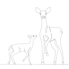 deer drawing by one continuous line, vector