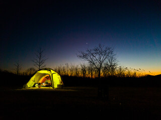 캠핑  일몰 텐트 풍경(camping sunset tent landscape)