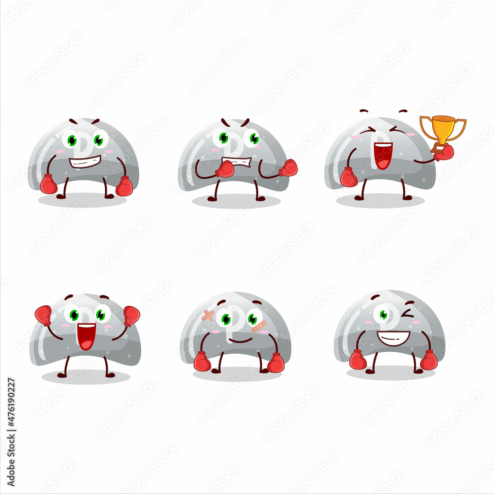 Sticker A sporty curve white gummy candy boxing athlete cartoon mascot design