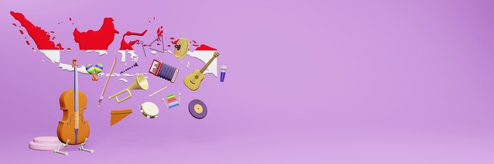 3d rendering of musical instrument usage and interest in Indonesia