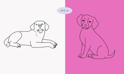 Minimal Creative logo of Dog and Abstract Dog icon logo vector