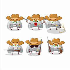 Cool cowboy curve white gummy candy cartoon character with a cute hat