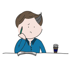 勉強する若い男性　わからない