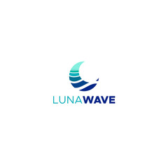 Minimalist flat design Luna Wave moon logo design