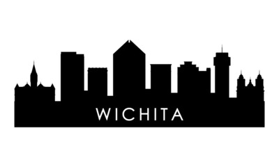 Naklejka premium Wichita skyline silhouette. Black Wichita design isolated on white background.