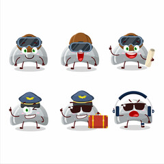 Pilot cartoon mascot curve white gummy candy with glasses