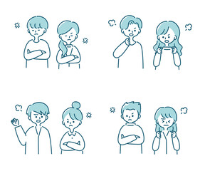 けんかする夫婦のイラストセット