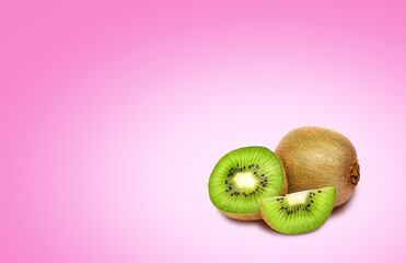 Composition of juicy kiwi on a bright background