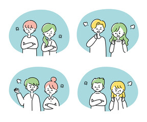 けんかする夫婦のイラストセット