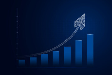 growing chart Lines and stars are rockets leading to business growth . Profits are profitable returns soar. Futuristic raise chart rocket digital transformation abstract technology background.